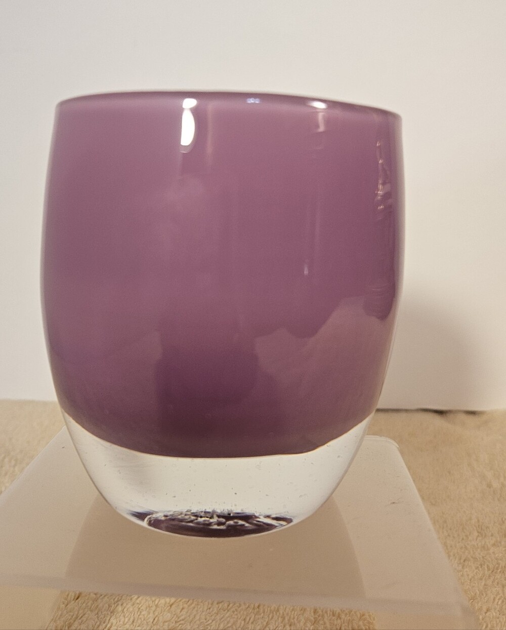 Glassybaby Votive Lavender Purple Swirl Hand Blown Pre-Triskelion Text Stamp